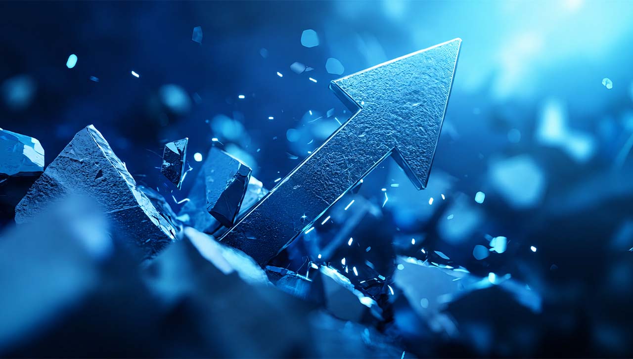 An arrow going upwards