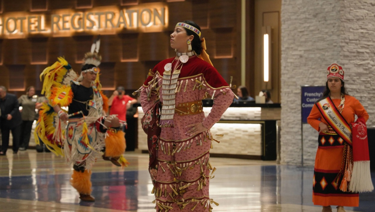 The Coushatta Tribe of Louisiana opening ceremony dancers.