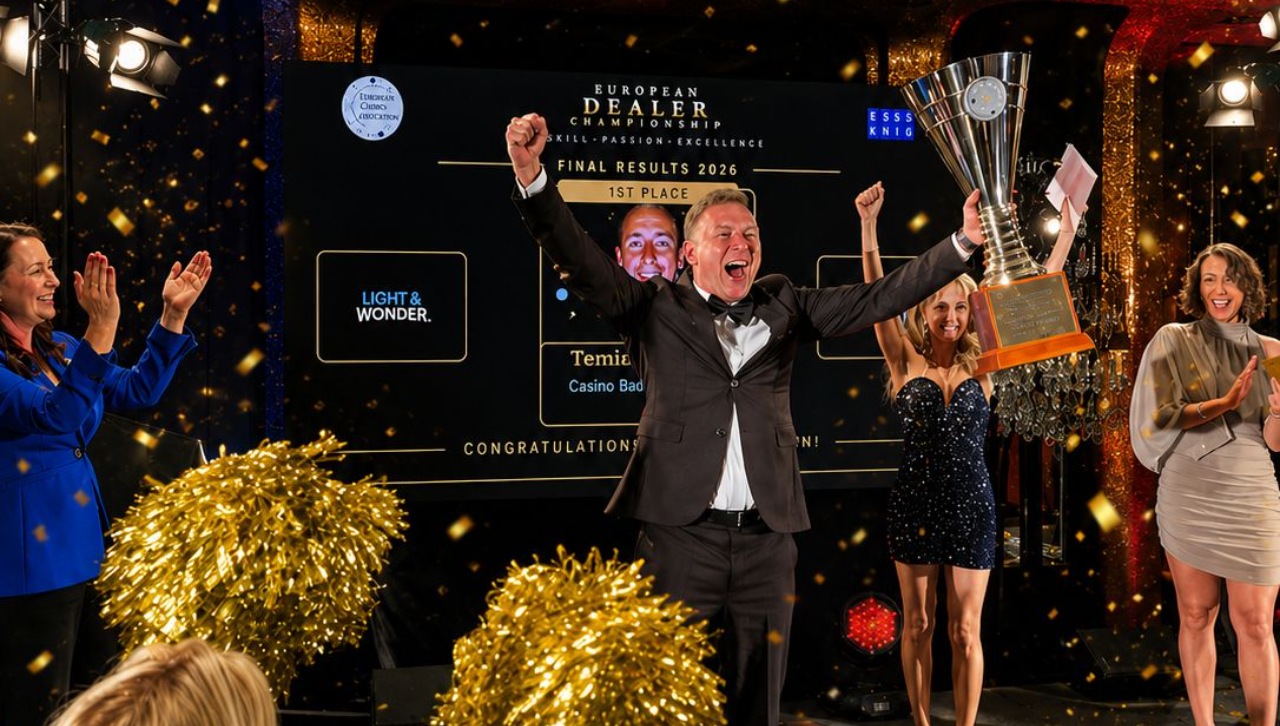 The 2026 Dealer Champion, Temin Joguncic from Casino Baden-Baden, Germany 